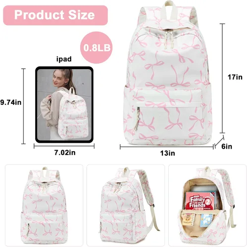 Miniatura 48 de Bluboon Juego de mochila para adolescentes, mochila escolar para niñas, lonchera y lápices, bolsas para estudiantes, 3 en 1, rosa-3 juegos, Escuela