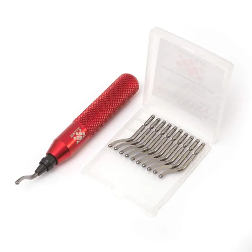 Miniatura 23 de AFA Tooling - Herramienta de desbarbado con 11 cuchillas HSS M2 - Mango de aluminio micropulido y anodizado con agarre moleteado de diamante - Ideal