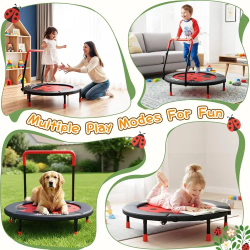 Miniatura 9 de Premium 3FT Foldable Toddler Trampoline for Kids Ages 3-6, 36 Inch ASTM Certified Mini Trampoline with Adjustable Handle, 100 lbs Capacity, Quiet