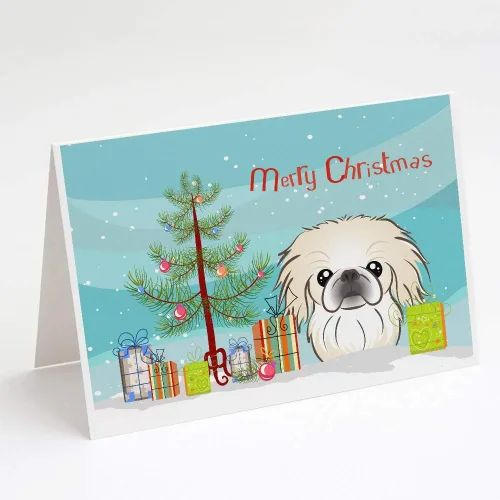 Miniatura 43 de Caroline's Treasures BB1616GCA7P - Tarjetas de felicitación y sobres de árbol de Navidad y sabueso afgano, paquete de 8 tarjetas en blanco