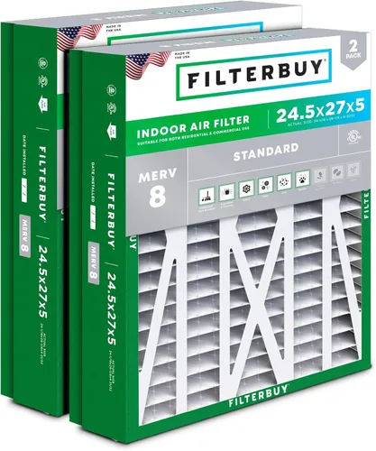 Miniatura 21 de Filterbuy 10x17x2 Filtro de aire MERV 8 Defensa Esencial contra el Polvo y las Alergias (2 unidades), Filtros exteriores plegados electrostáticos