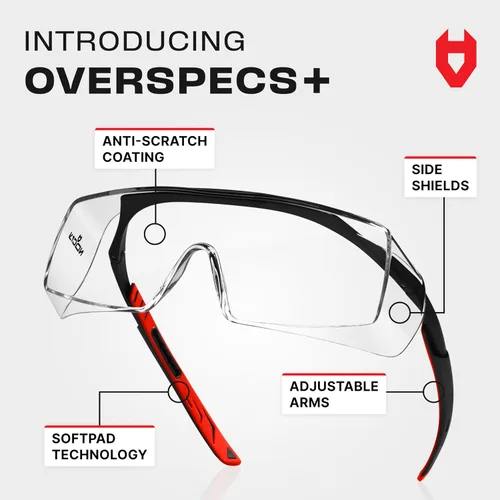 Miniatura 2 de NoCry Gafas de Seguridad Sobre Anteojos para Hombres y Mujeres con Lentes Antiarañazos y Protectores Laterales Integrados — Patillas Ajustables