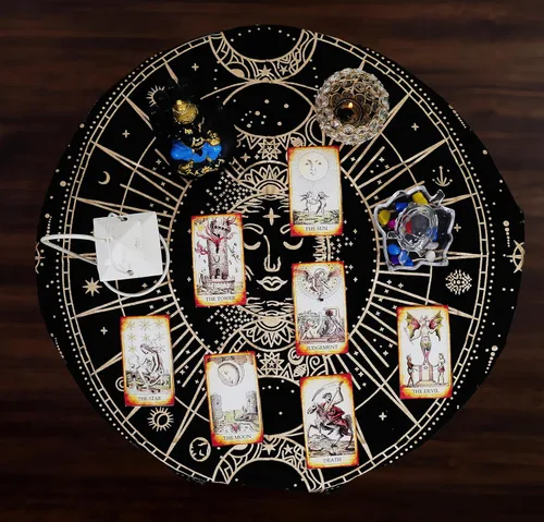 Miniatura 3 de Indian Consigners Paño de Altar de Fases Lunares Tarot Celestial Cubo Cuadrado Colgante de Pared Mantel para Lugares Sagrados Decoración del Hogar