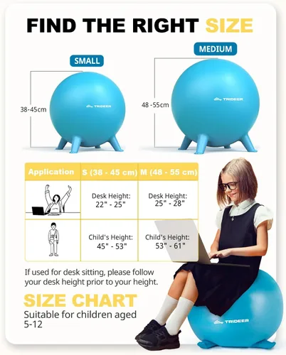 Miniatura 6 de Trideer Asiento flexible para aula primaria, sillas de pelota de yoga para niños, silla tambaleante de suministros escolares para niños sensoriales