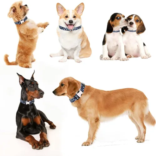 Miniatura 2 de Lindo collar para perros XS, pequeños, medianos y grandes, collar de nailon suave para mascotas, estampado 3D, con patrones multicolor, collares 4