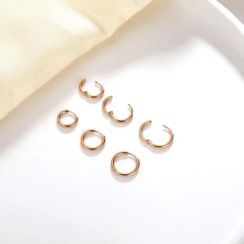 Miniatura 2 de Aretes de aro de acero inoxidable quirúrgico de 0.315 in0.394 in0.472 in, pequeños aretes de aro para mujeres y hombres