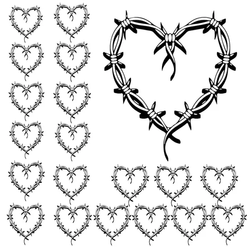 QualityLife Karol - Tatuajes temporales, 20 temas de corazón multicolor, fáciles de aplicar, impermeables, materiales seguros, de larga duración,