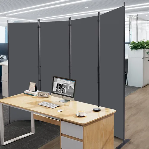 Miniatura 6 de CHOSENM Divisor de pared, 4 paneles divisores de habitación y pantallas de privacidad plegables con pies de soporte más anchos, pantalla de Gris