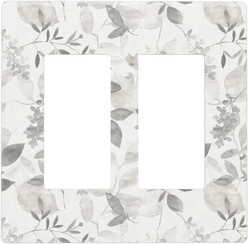 Miniatura 47 de Placa de pared dúplex de receptáculo de dispositivo de 1 gang de madera envejecida blanca gris con veta de tablón, cubierta de enchufe eléctrico