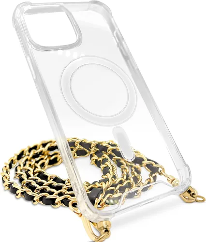 Miniatura 10 de Aporia - Funda transparente compatible con MagSafe iPhone 16 Plus con gancho integrado y cadena de correa de hombro cruzada Carga inalámbrica