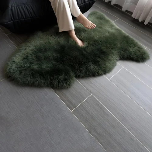 Alfombra de piel de oveja, mullida y esponjosa, súper suave de 24 x 36 pulgadas, alfombra de pelo de oveja de felpa, alfombras decorativas para