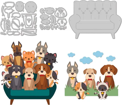 Miniatura 11 de GLOBLELAND Troqueles de corte de silueta para perros y gatos para hacer tarjetas, troqueles de corte para perros y gatos para manualidades, álbumes