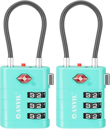 ANVIL Cerraduras de equipaje aprobadas por la TSA - Cerraduras de viaje combinadas TSA008 de alta seguridad con indicador de inspección para maletas