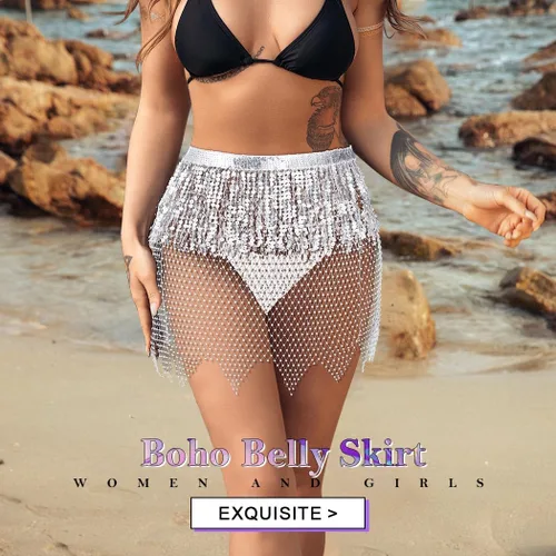 Miniatura 3 de Nicute Falda de lentejuelas con flecos, falda de danza del vientre, falda de malla brillante para festivales rave, disfraz para mujeres y niñas