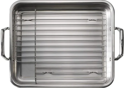 Miniatura 4 de Tramontina Bandeja para Asar de Acero Inoxidable de 13.5 Pulgadas con Rejilla, Asador de Pavo para Horno, Apto para Lavavajillas, Hecho en Brasil