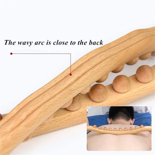 Miniatura 5 de Herramientas de masaje de madera Gua Sha, herramienta de paleta de drenaje linfático de 10 cuentas, herramienta de masaje de mano para esculpir