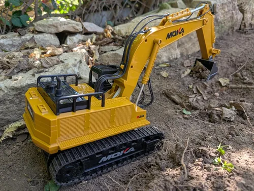 Miniatura 8 de Excavadora de juguete con control remoto, pala de metal con luces, sonidos y rotación de 680°, baterías de 2400 mAh, 120 minutos (máximo) tiempo