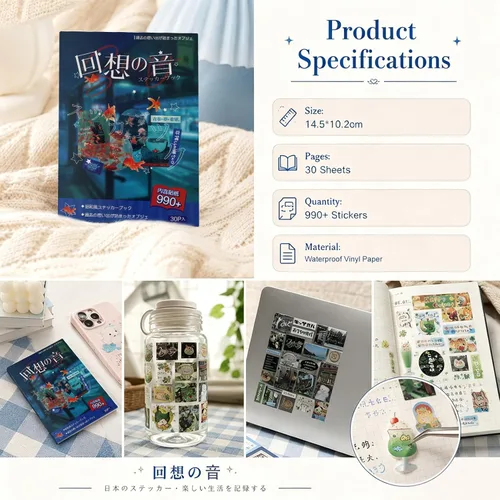 Miniatura 3 de Tmtains 990 calcomanías japonesas para álbum de recortes Heisei retro cómics estilo kawaii coreano calcomanías para diario estético japonés Ab-azul