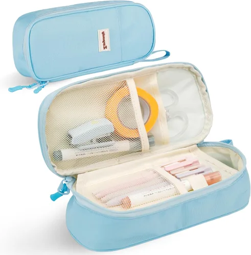 Miniatura 7 de Zzrywuty - Estuche de bolígrafos con cremallera, estuche de lápices portátil para oficina y viajes, estuche grande para lápices para adolescentes