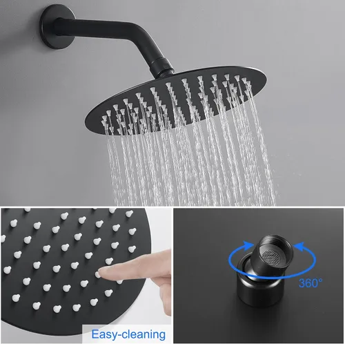 Miniatura 3 de POPFLY Juego de grifo de ducha negro, sistema de ducha de lluvia de baño con cabezal de ducha de 8 pulgadas, kit de molduras de ducha de una sola