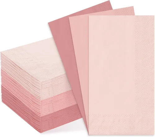 Miniatura 18 de Whaline Servilletas de papel rosa, 3 colores degradados, desechables, servilletas de almuerzo para el día de San Valentín, boda, cumpleaños, Rosado
