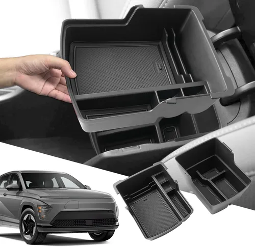 SXCY 2 piezas superiores para Hyundai Kona/Kona EV 2024 2025 2026 Organizador de consola central para Hyundai Kona EV 2024-2026, accesorios de