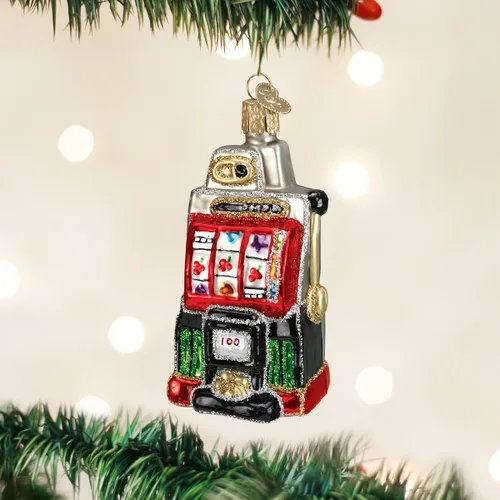 Miniatura 2 de Old World Christmas Vegas Baby Glass Blown Ornaments para árbol de Navidad, máquina tragamonedas