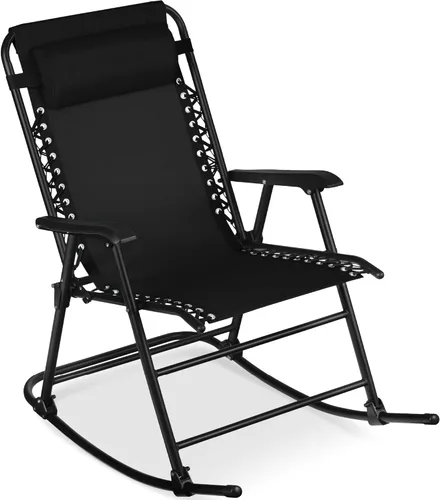 Miniatura 20 de Best Choice Products Silla mecedora plegable para exteriores, Silla de gravedad cero, Silla balancín para patio con reposacabezas, color rojo carmesí