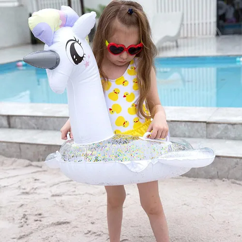 Miniatura 3 de CICITOYWO Flotadores de piscina para niños pequeños, balsa flotadora inflable para niños y adultos con asa, juguetes flotadores de playa para nadar