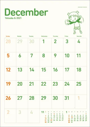 Miniatura 4 de Yotsuba & 2021 - Calendario de pared oficial de Japón Anime Ensky