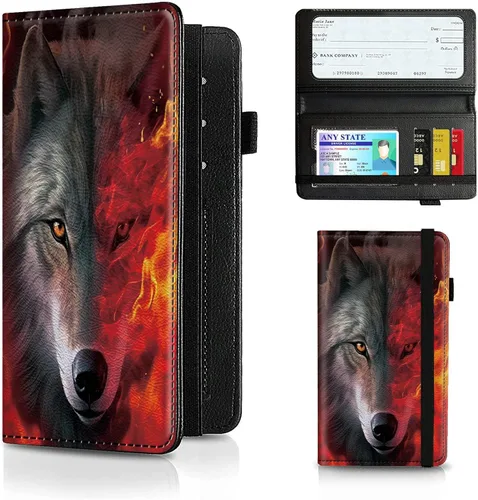 Miniatura 64 de Funda para chequera para hombres y mujeres, cartera de cuero RFID con ranuras para tarjetas de crédito, soporte de cheques duplicados personales