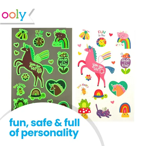 Miniatura 3 de Ooly Más de 40 tatuajes temporales que brillan en la oscuridad para niños, tatuajes temporales seguros y no tóxicos, regalos de fiesta para niños
