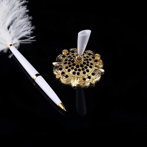 Miniatura 4 de Tyenaza Pluma de pluma de avestruz retro, pluma de firma de oficina, regalo de cumpleaños personalizado, pluma de avestruz, pluma de agua