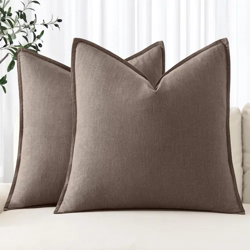 Miniatura 48 de MIULEE - Juego de 2 fundas de almohada decorativas de lino, estilo bohemio, rústico, neutral, para sofá, cama, 16 x 16 pulgadas, color marrón