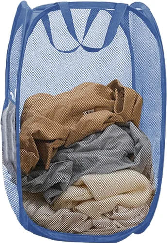 Miniatura 16 de Cestas plegables de malla para la ropa sucia, cesta portátil para ropa sucia, cestas de almacenamiento plegables (azul, paquete de 2)