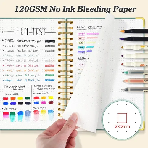 Miniatura 4 de Cuaderno de viñetas con espiral, diario de 300 páginas de cuero con contenido, cuadernos de 120 g/m² de papel grueso que no deja pasar la tinta