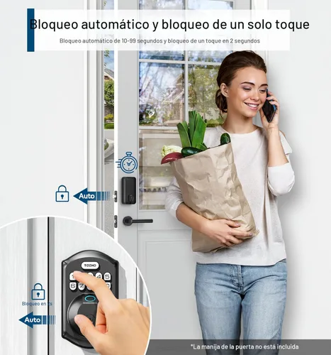 Miniatura 4 de TEEHO TE002 Cerradura de Puerta con Huella Dactilar - Cerradura de Puerta de Entrada sin Llave - Pestillo Electrónico con Teclado - Cerraduras Negro