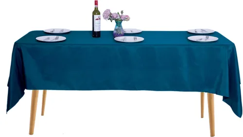 Miniatura 93 de Ascoza Paquete de 2 manteles rectangulares blancos de 60 x 84 pulgadas, tela de poliéster de 4 pies, para bodas, banquetes, restaurantes y fiestas