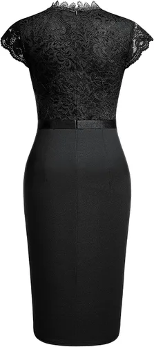 Miniatura 7 de Miusol vestido de cóctel corto para mujer, estilo retro y floral, con encaje y volantes
