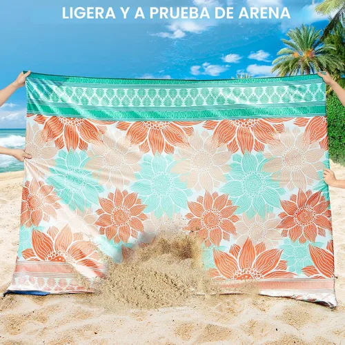 Miniatura 3 de HIHOHO Manta de playa impermeable a prueba de arena, extra grande, 79 x 83 pulgadas, 120 x 108 pulgadas, para 1-8 adultos, de secado rápido, Hermosa