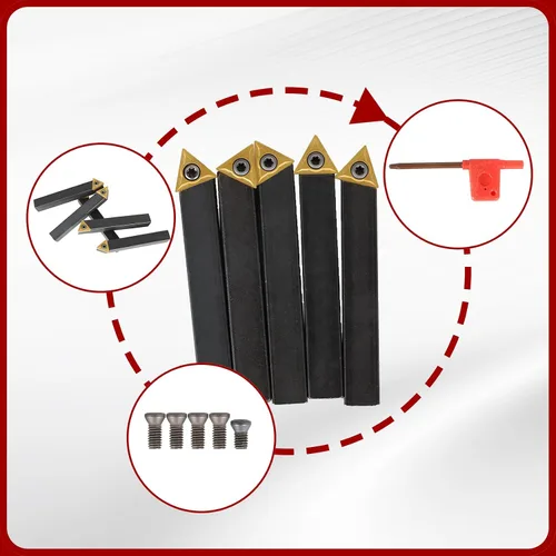 Miniatura 7 de findmall 5 unids 1/2 pulgada torno de carburo indexable Torno de torneado de herramientas de torno de metal herramientas inserta bits con insertos