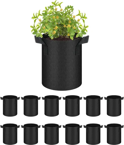 Miniatura 15 de HealSmart Paquete de 6 bolsas de cultivo no tejidas de 1 galón, macetas de tela de aireación con asas, adecuadas para frutas de jardín, verduras