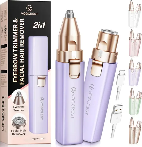 Miniatura 8 de Removedor de vello facial recargable para mujeres: removedor eléctrico de cejas y vello facial 2 en 1 - Adecuado para recortar cejas, mentones