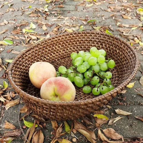 Miniatura 6 de Cesta ovalada de ratán de 14 pulgadas, bandeja de mimbre hecha a mano con lados elevados de 3.5 pulgadas, cuenco grande de frutas de ratán
