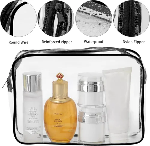 Miniatura 3 de Tbestmax 10 Piezas Bolsas de Cosméticos Transparentes Bolsas de Maquillaje Portátiles Impermeables Bolsas de Artículos de Tocador de Viaje Negro