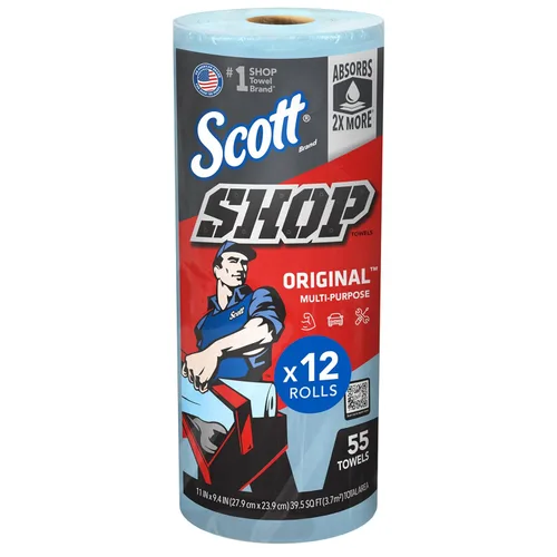 Scott® Original (75147) - Toallas para taller, azules, (55 toallas por rollo, 12 rollos por caja, 660 toallas por caja)