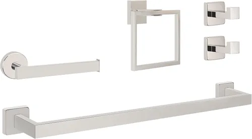 Miniatura 8 de NearMoon Juego de 5 piezas de accesorios de baño de acero inoxidable 304, kit de toallero cuadrado - Barra de toalla de 24 pulgadas + anillo