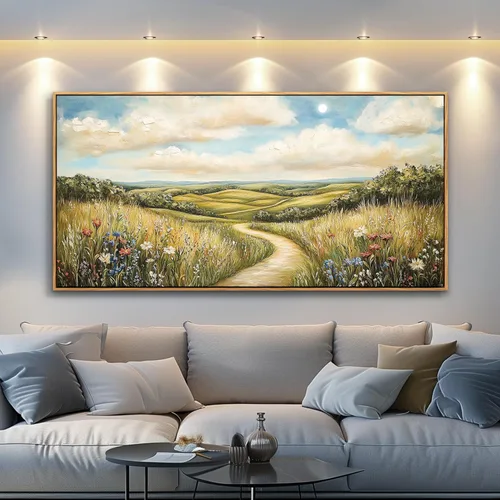 Miniatura 12 de PHAOHUAXM Lienzo decorativo de pared para sala de estar, decoración de pared grande para dormitorio, árbol rojo, tinta, paisaje de montaña, pintura