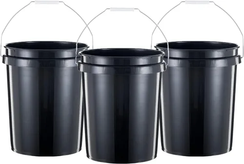 United Solutions Cubo de 5 galones de plástico resistente con mango cómodo, fácil de limpiar, perfecto para trabajos de mejoras en el hogar o Negro