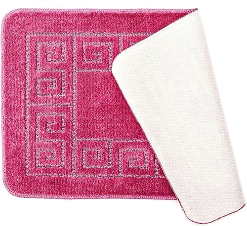 Miniatura 4 de Home Must Haves Juego de baño de 3 piezas con patrón de retazos rosa rosa (18 x 29 pulgadas), tapete de contorno grande (18 x 19 pulgadas), cubierta